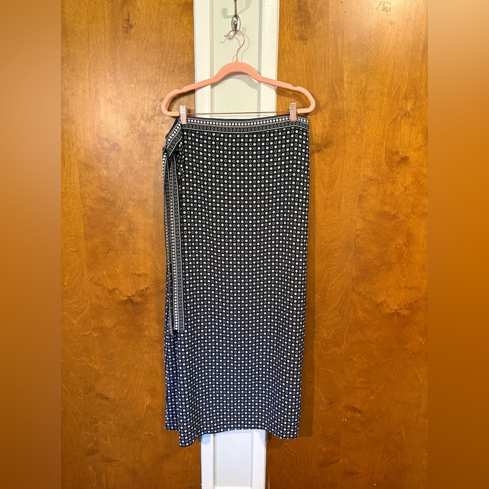 Max Studio Navy Wrap Skirt - Picture 3 of 11